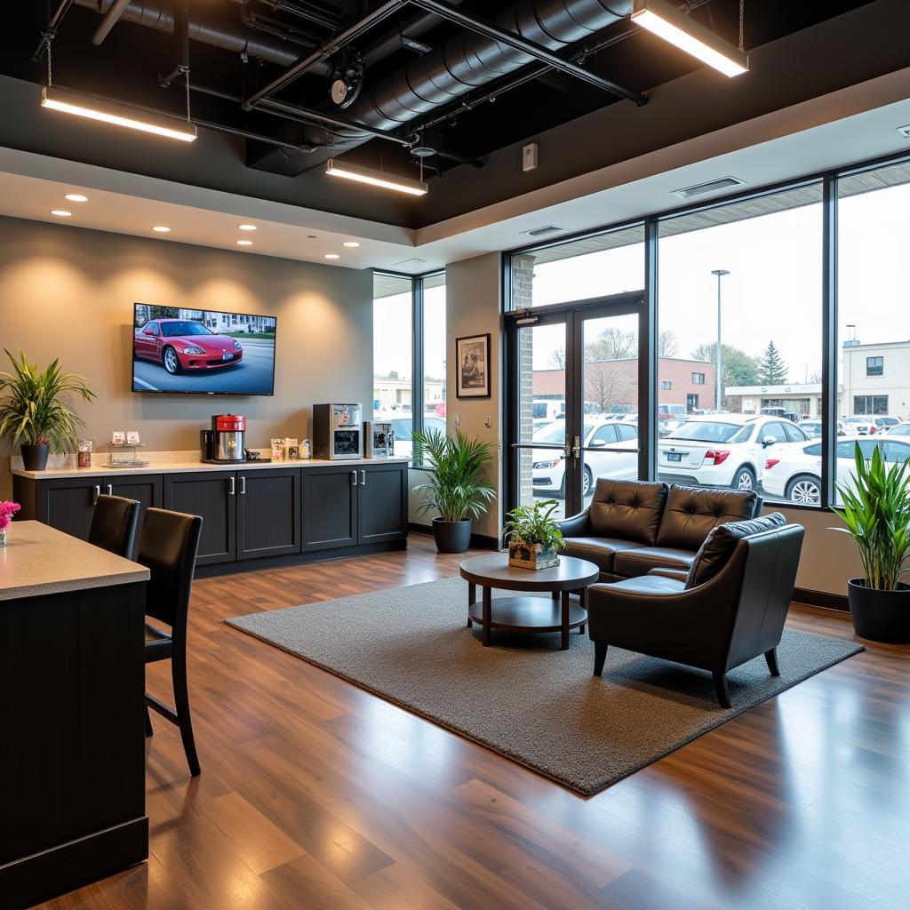 Comfortable and modern customer lounge at Gray's Auto Service.