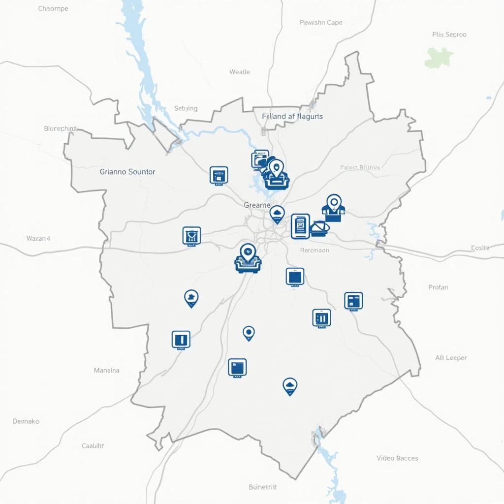 Map of Grenoble Highlighting Auto Service Locations