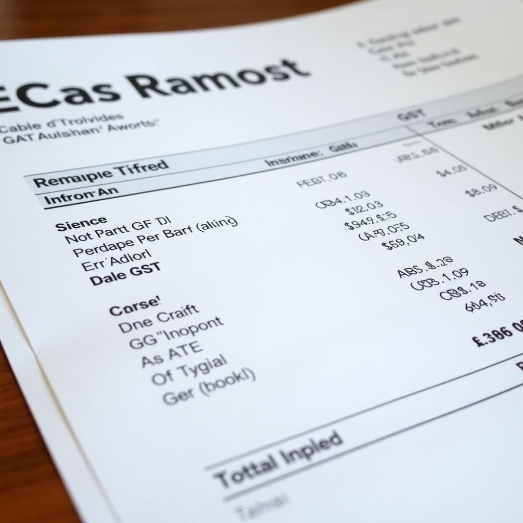 Car Repair Invoice with GST Breakdown