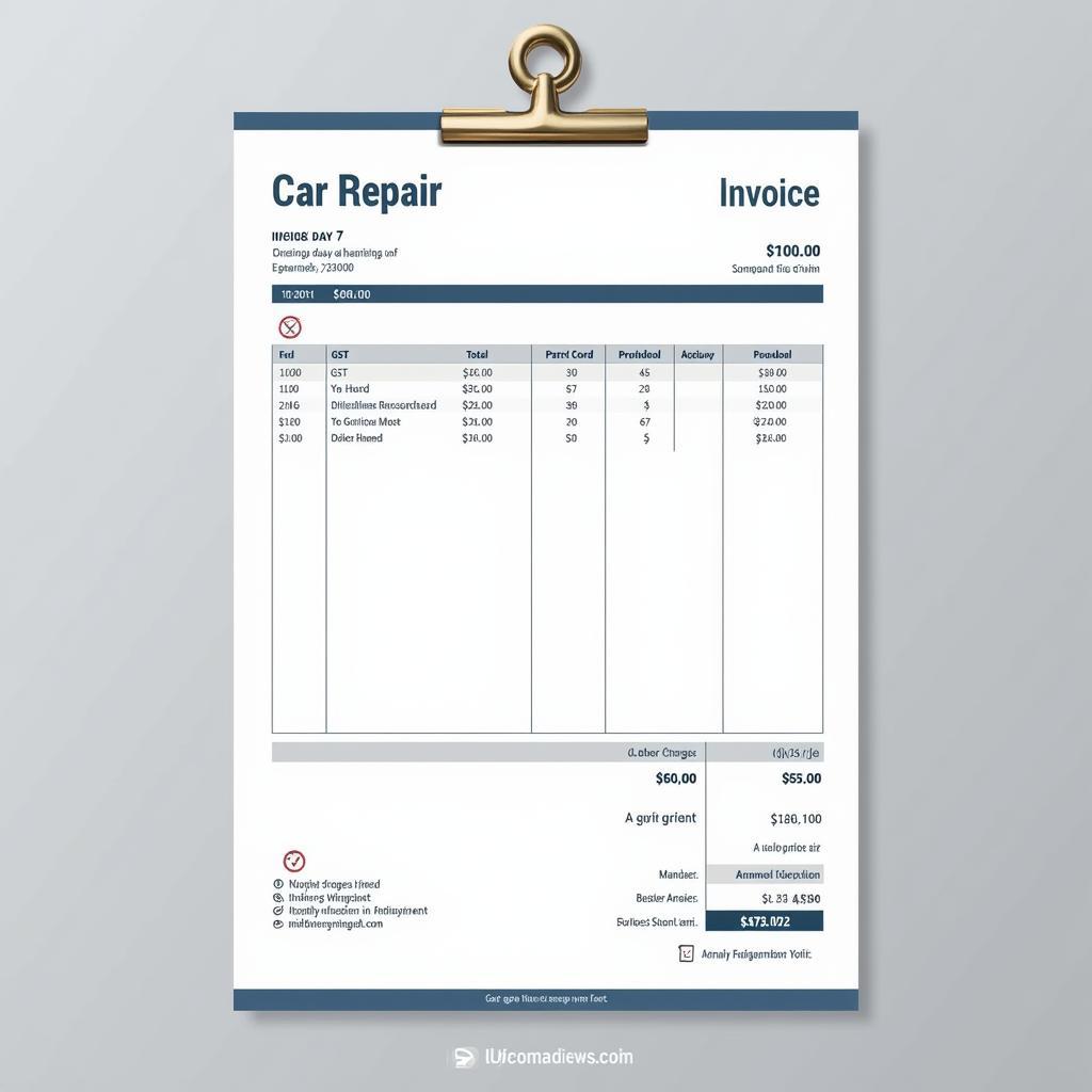 GST on Car Repair Invoice