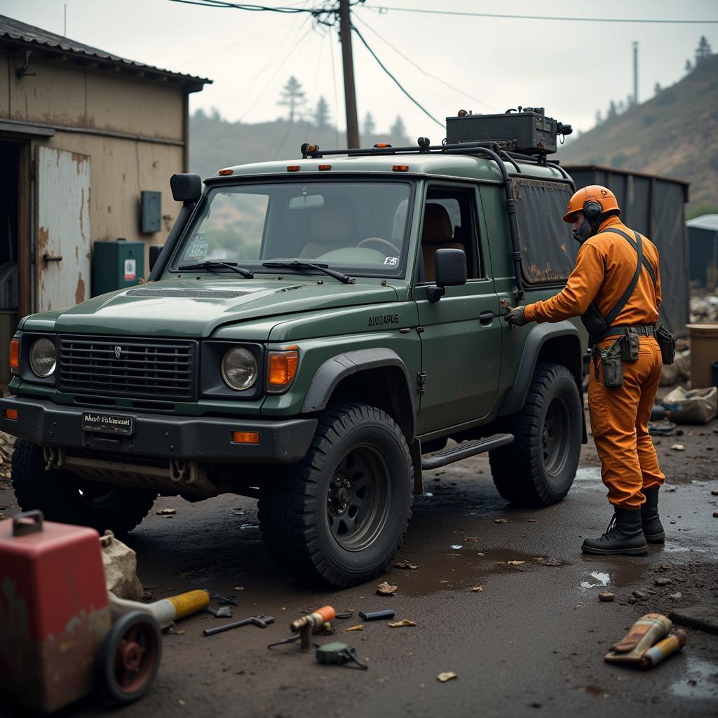 Repairing a car with a repair truck in a GTA 5 mission