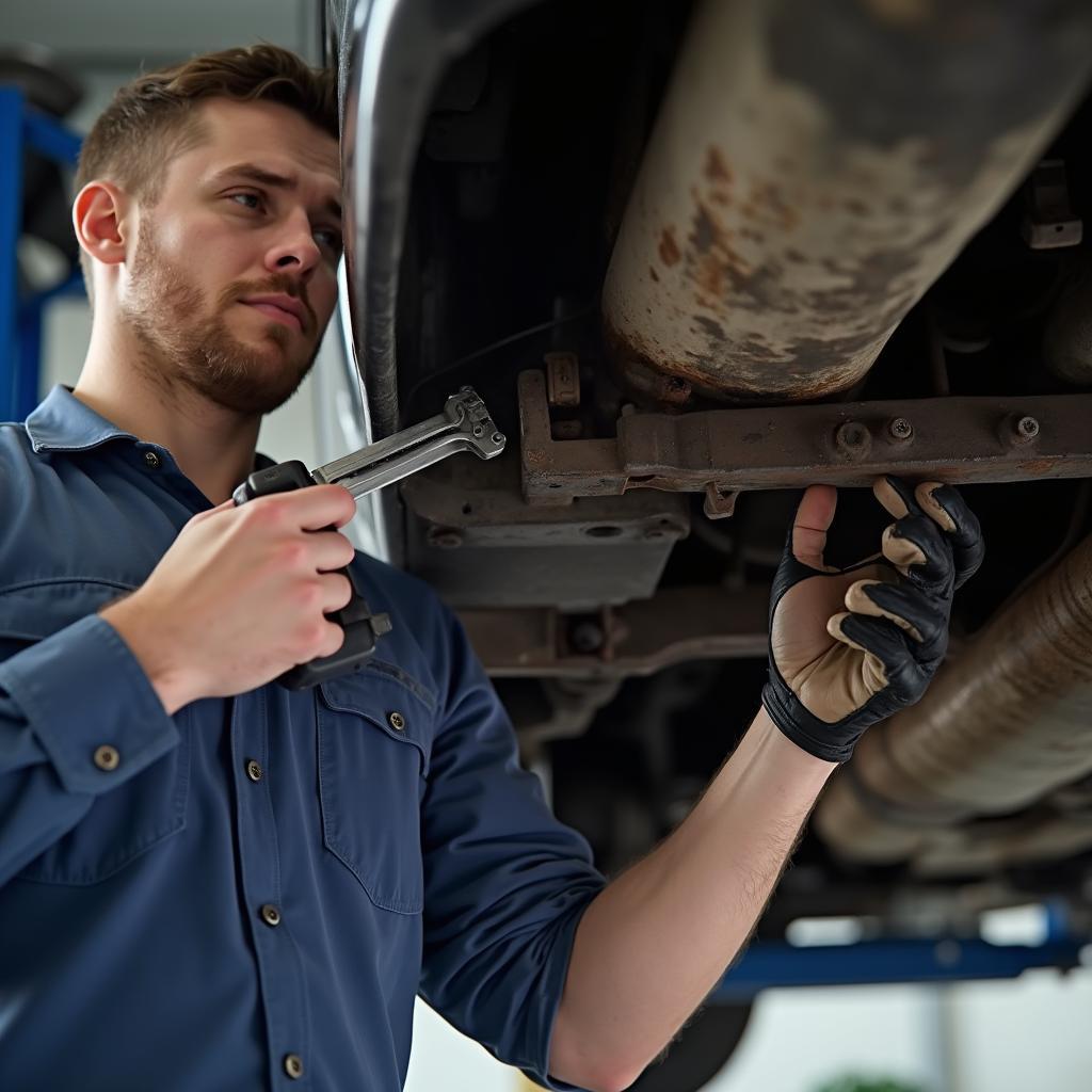 Mechanic inspecting car in Halifax