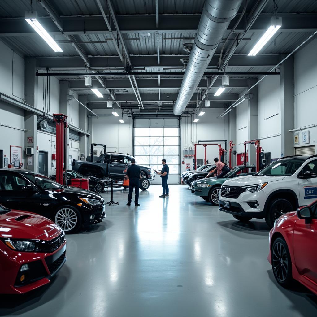 Modern and clean auto service shop interior in Hamilton