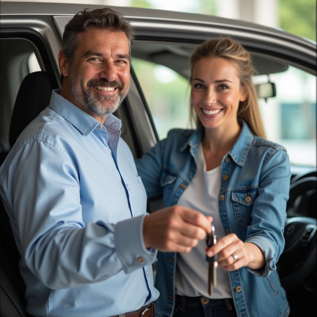 Happy Car Owner Receiving Keys