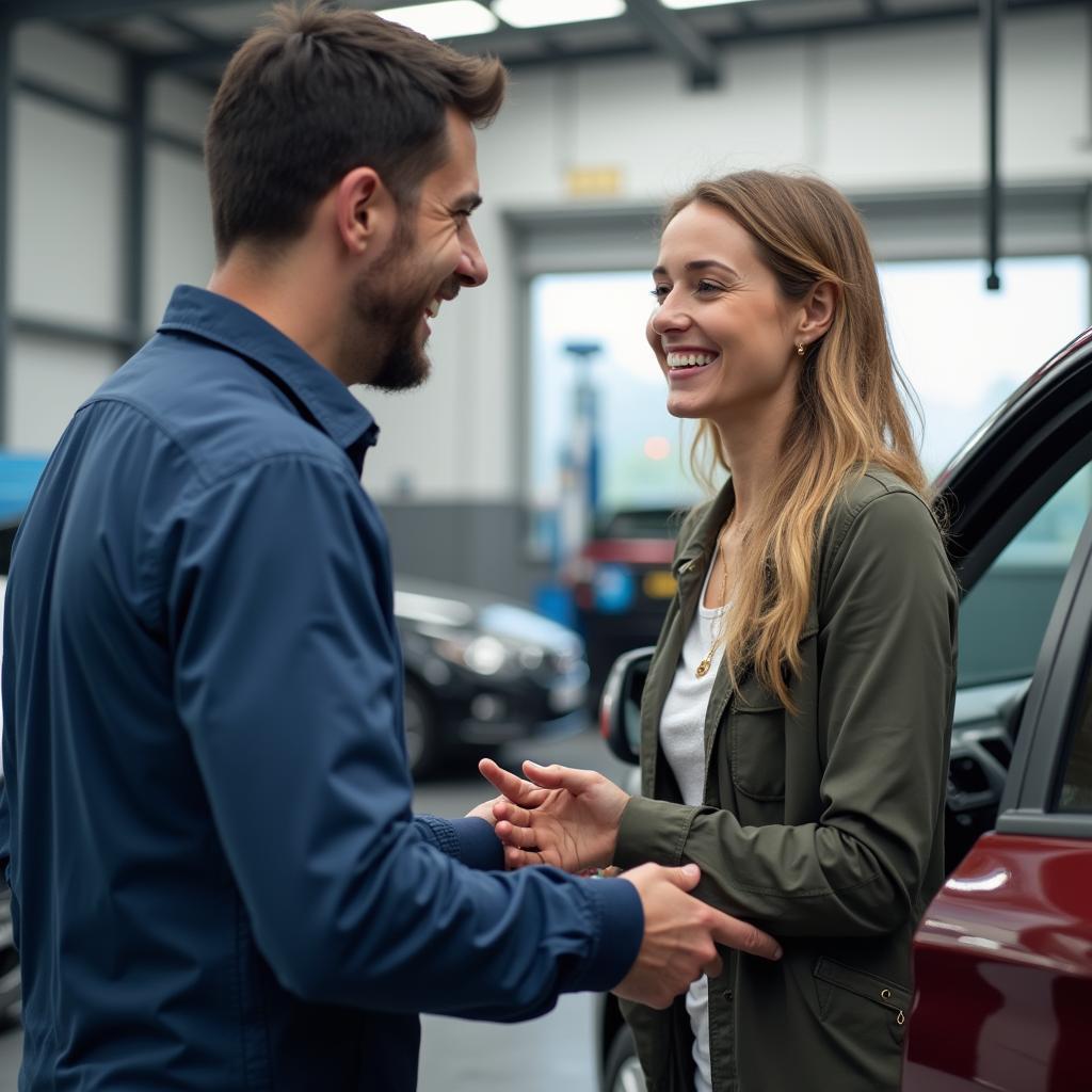 Happy Car Owner at Car Service