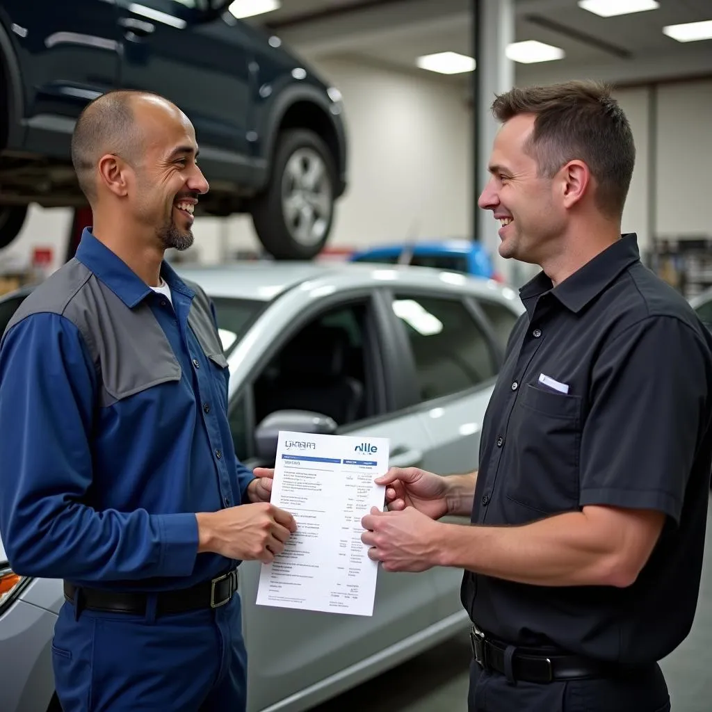 Happy Car Owner Receiving Fair Bill