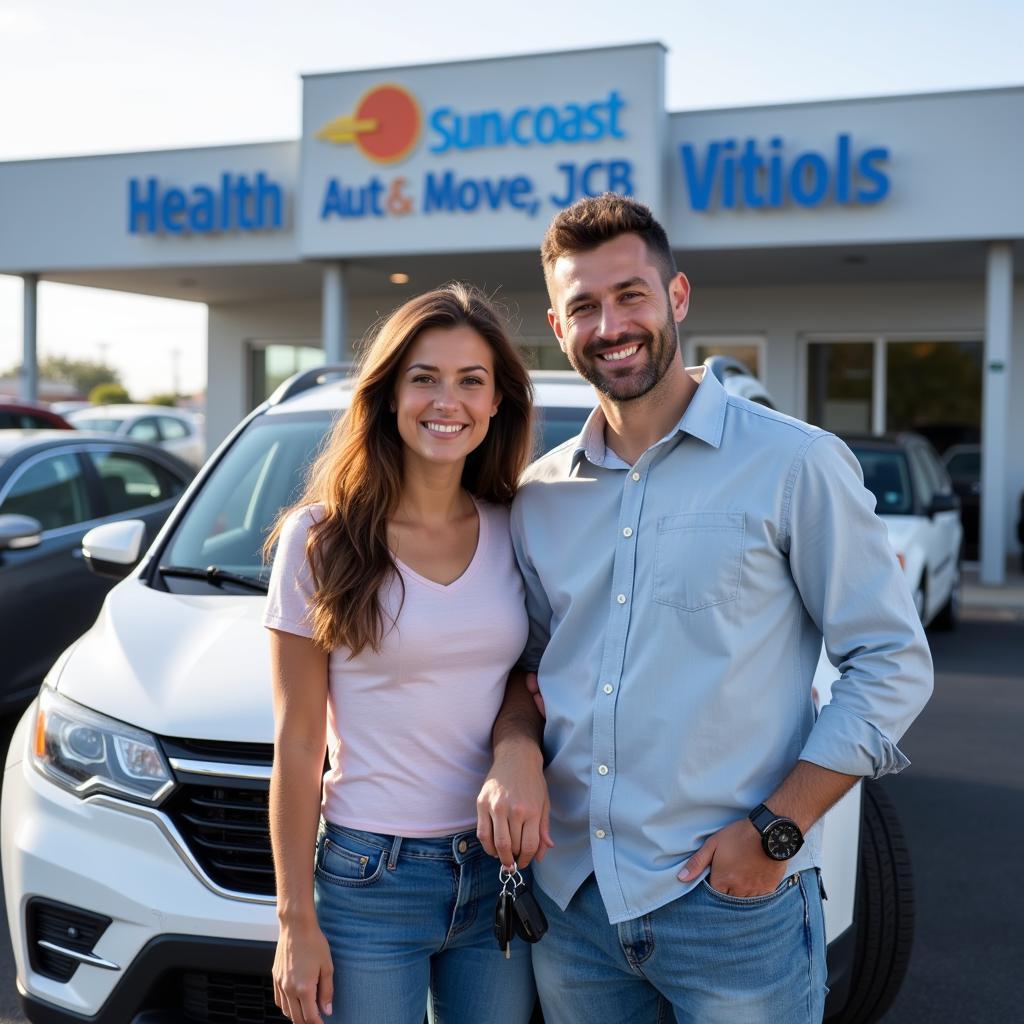 Happy Couple with New Car