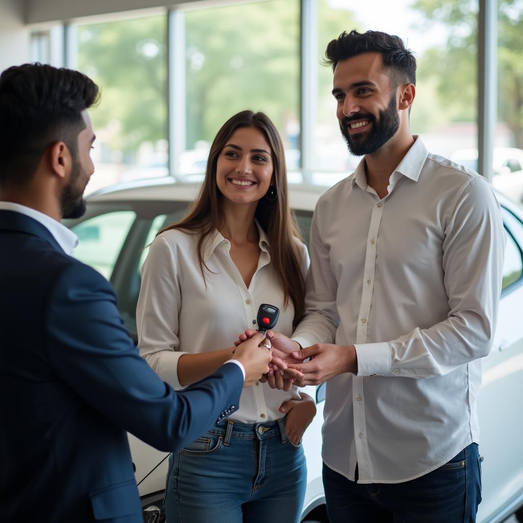 Happy Couple Receiving Car Keys in Surat