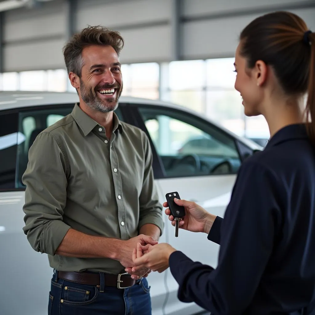 Happy Customer Receiving Car Keys