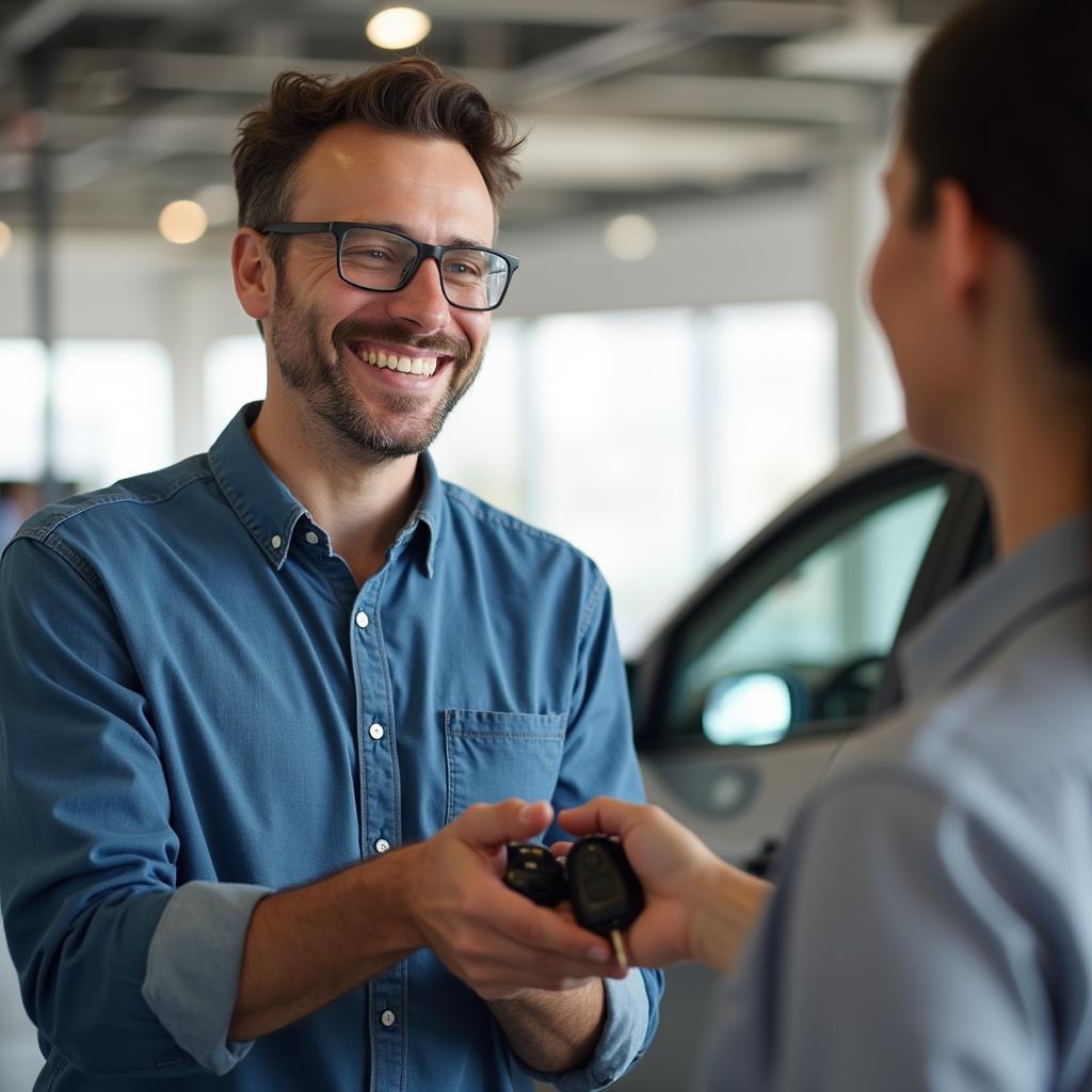 Happy Customer Receiving Car Keys