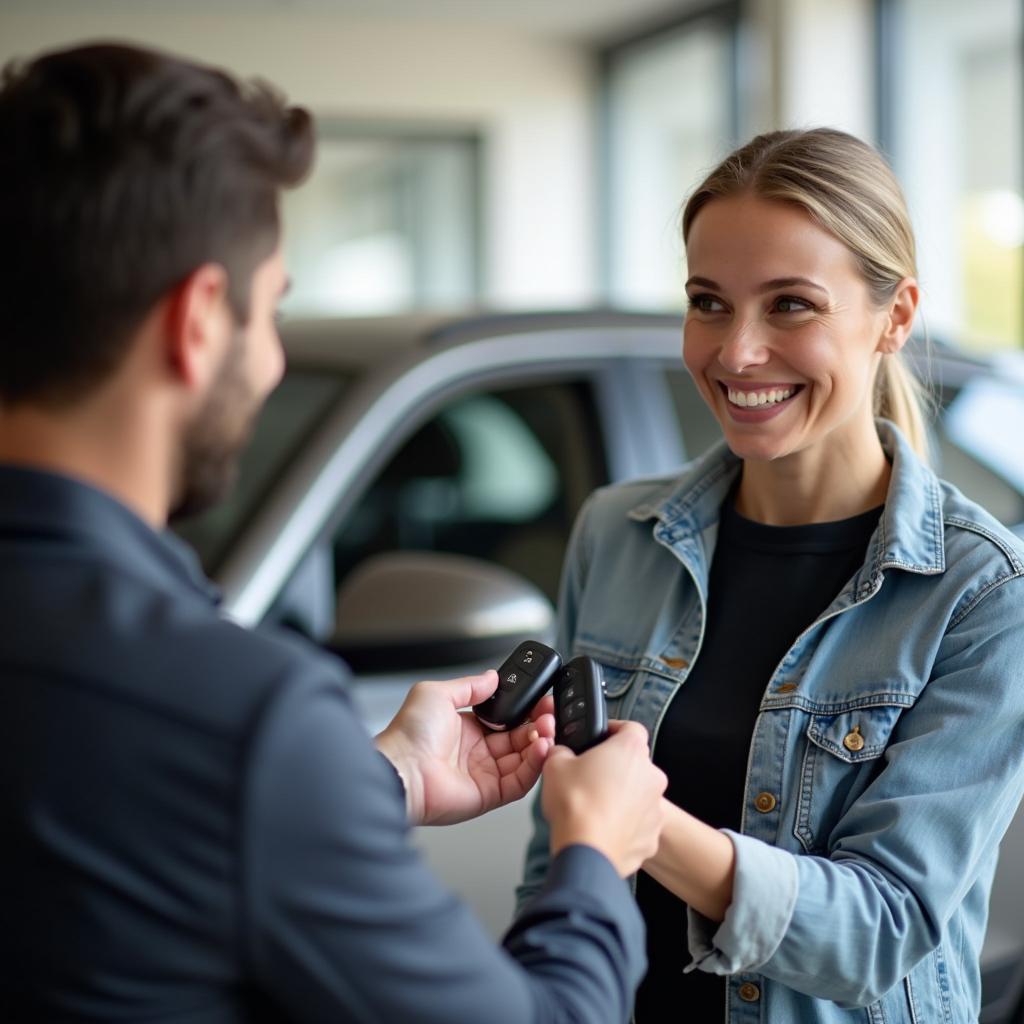 Satisfied Customer Receiving Car Keys