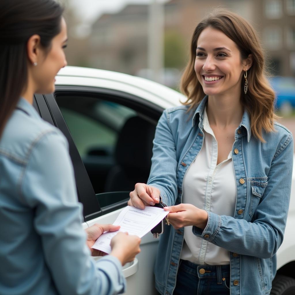 satisfied customer receiving their registered car keys