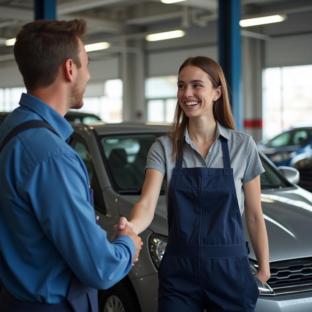 Happy Customer with Car at Duke Auto Repair