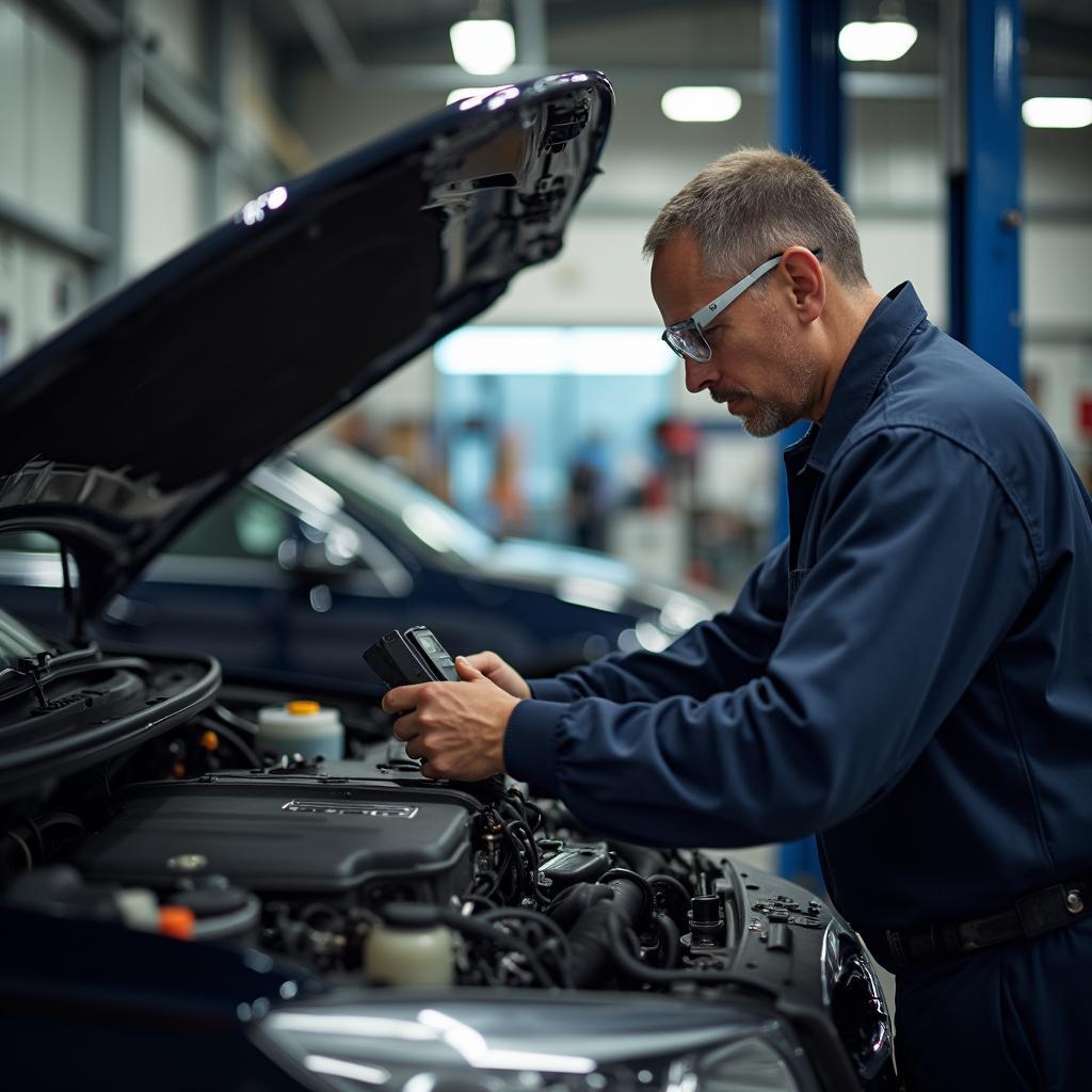 Mechanic checking a car in Harrisburg