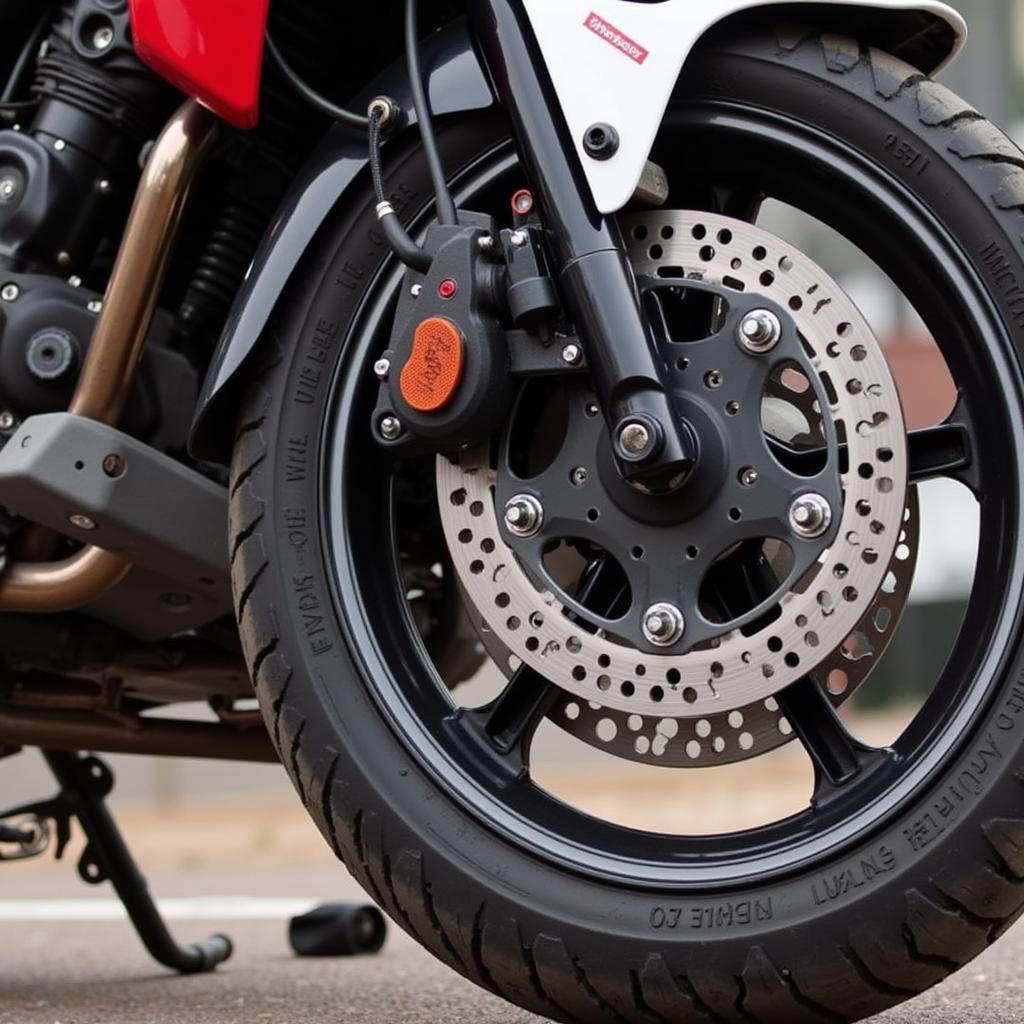 Inspecting the Brakes of a Hero MotoCorp Motorcycle