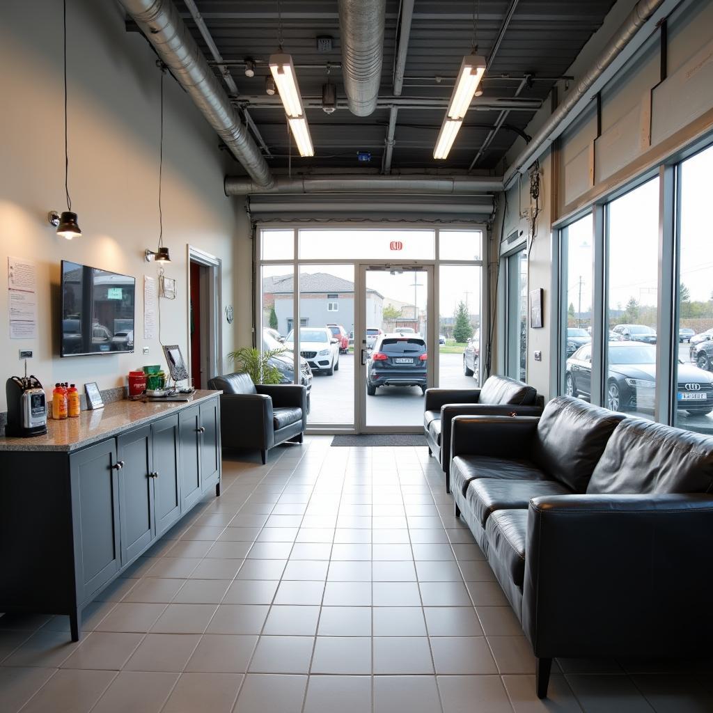 Comfortable customer waiting area at an auto service center in Hoffman Grafenwoehr