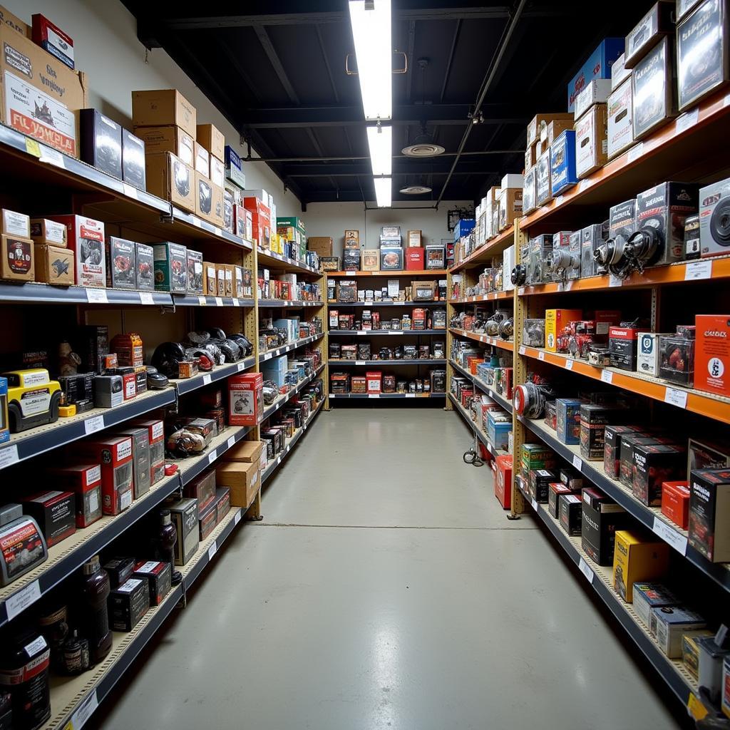 A wide selection of auto parts displayed on shelves in a Hollywood auto parts store