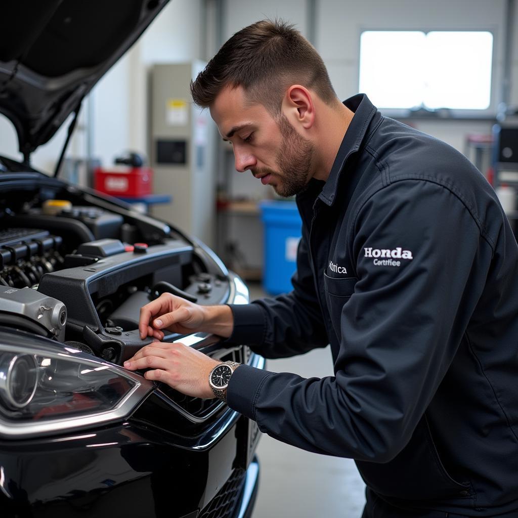 Honda Service Technician Working