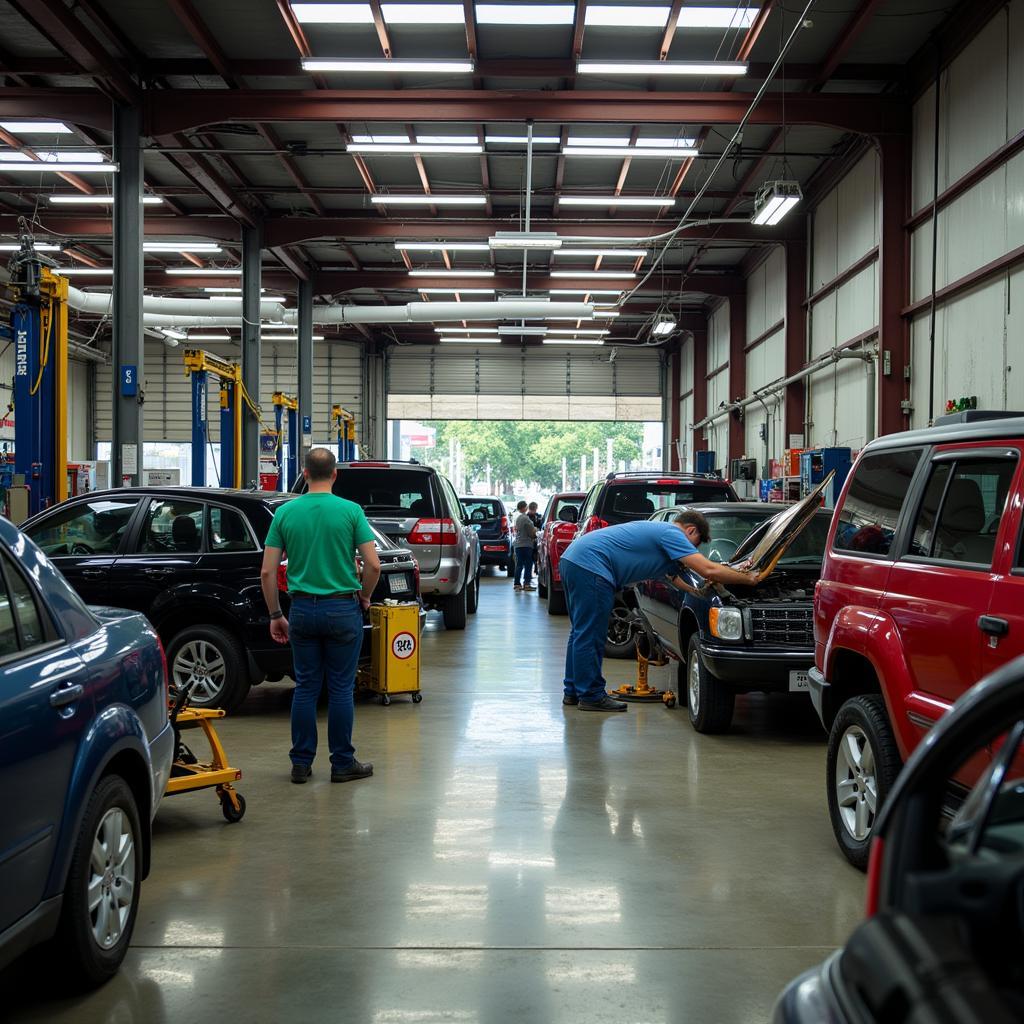 Busy auto repair shop in Houston