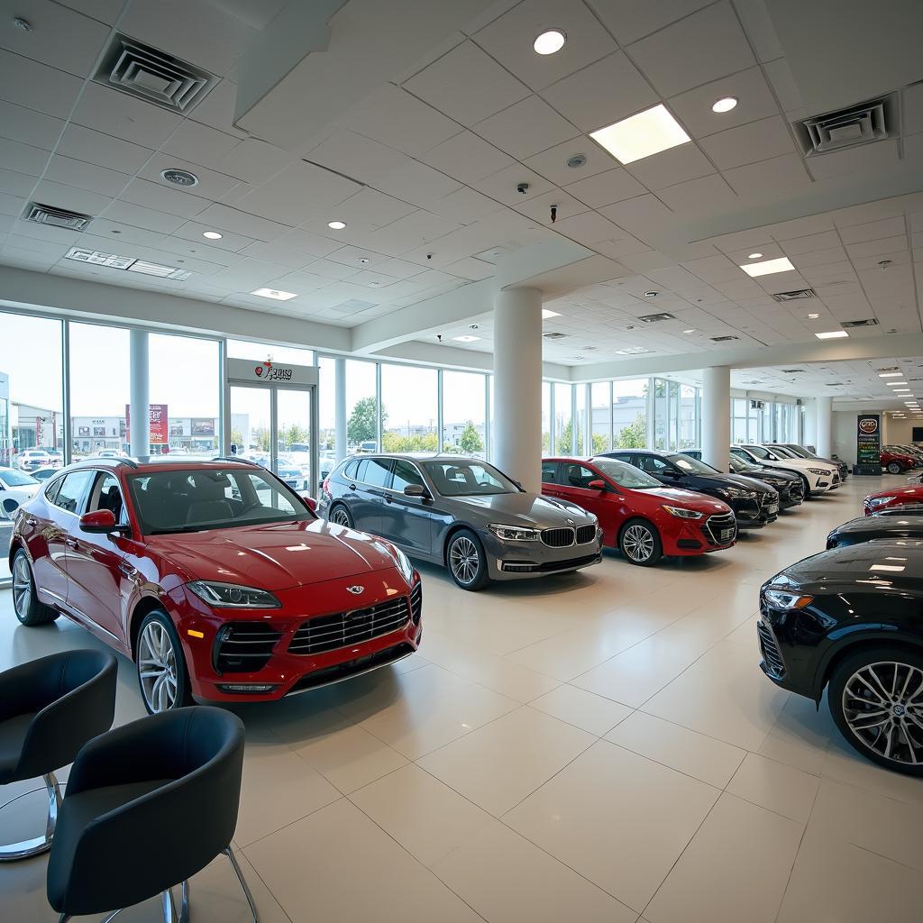 Modern and spacious car showroom