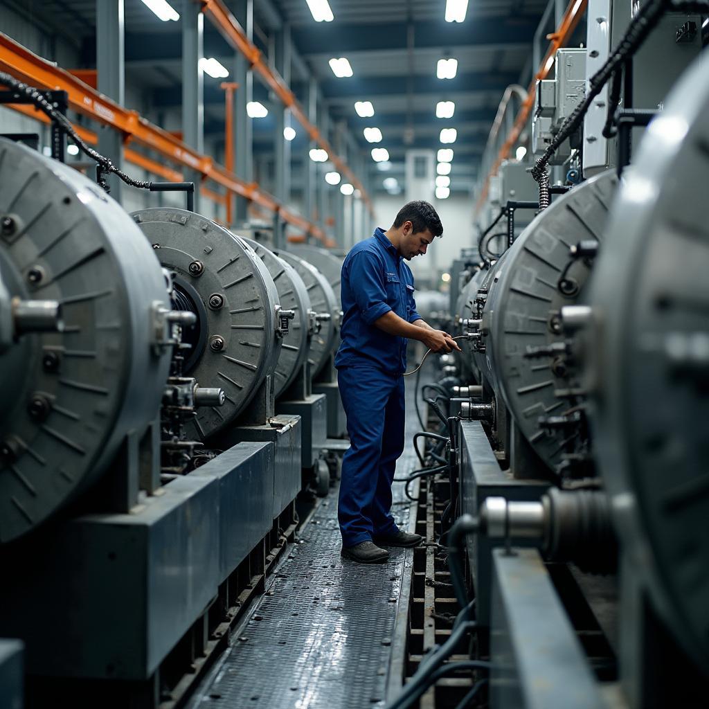  Industrial parts washer being serviced by a technician