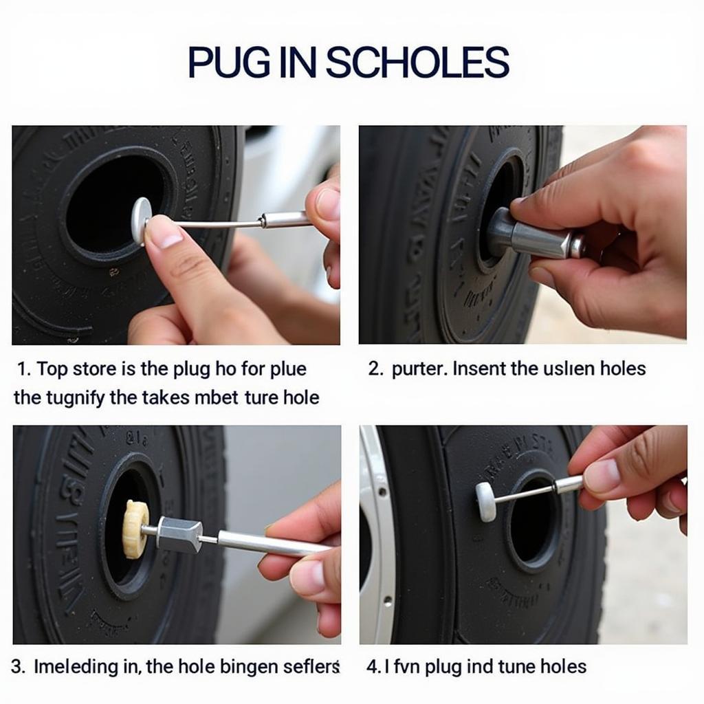 Inserting the tyre plug into the puncture