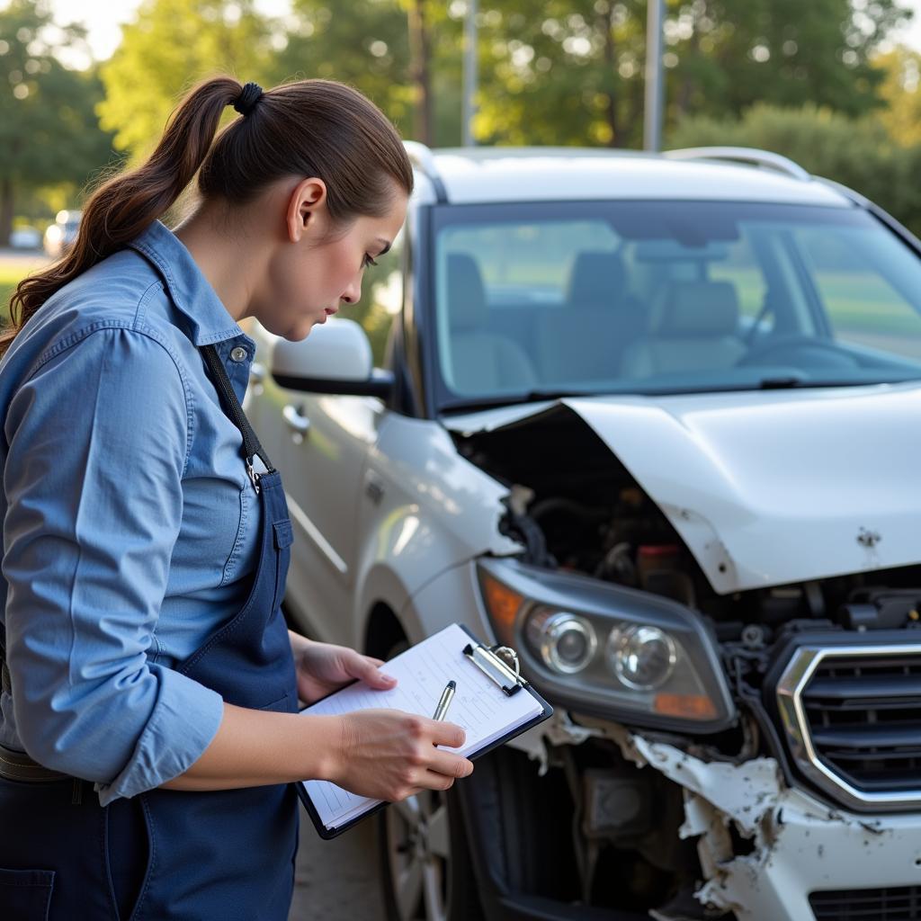 Insurance Adjuster Assessing Car Damage