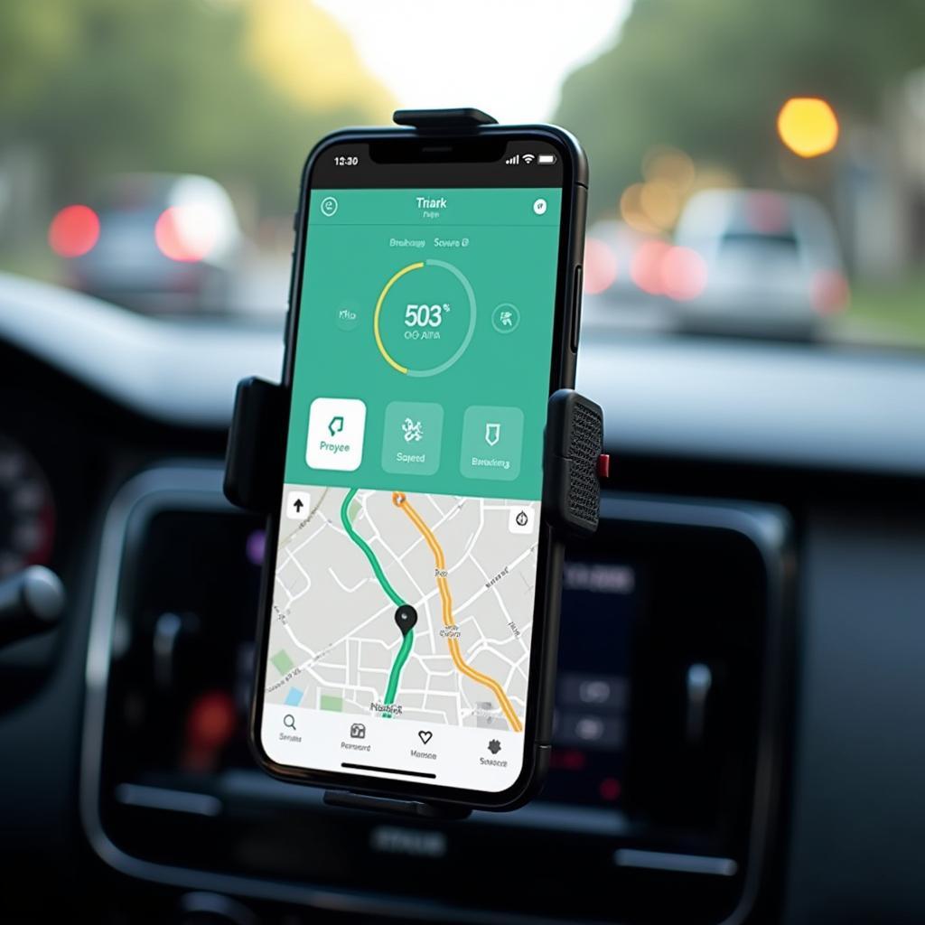 Smartphone app displaying driving data and feedback