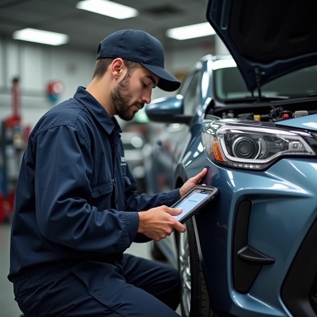 Car mechanic performing maintenance on a Japanese car in Arlington, VA