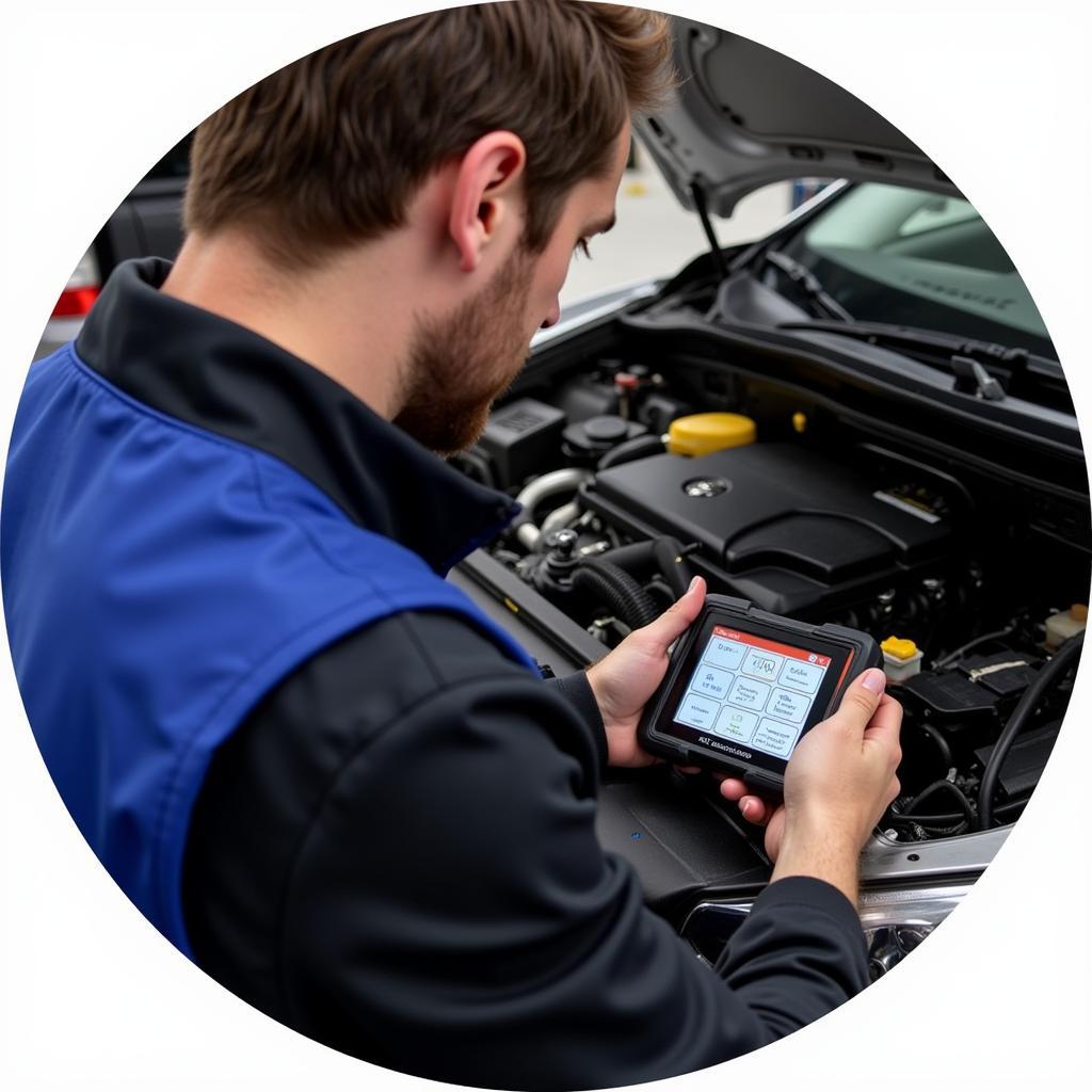 Skilled Technician Performing Car Diagnostics