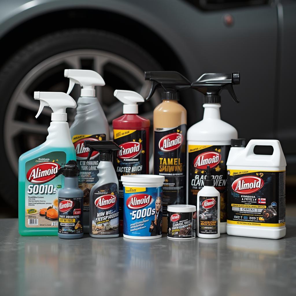 Various car cleaning products for detailing