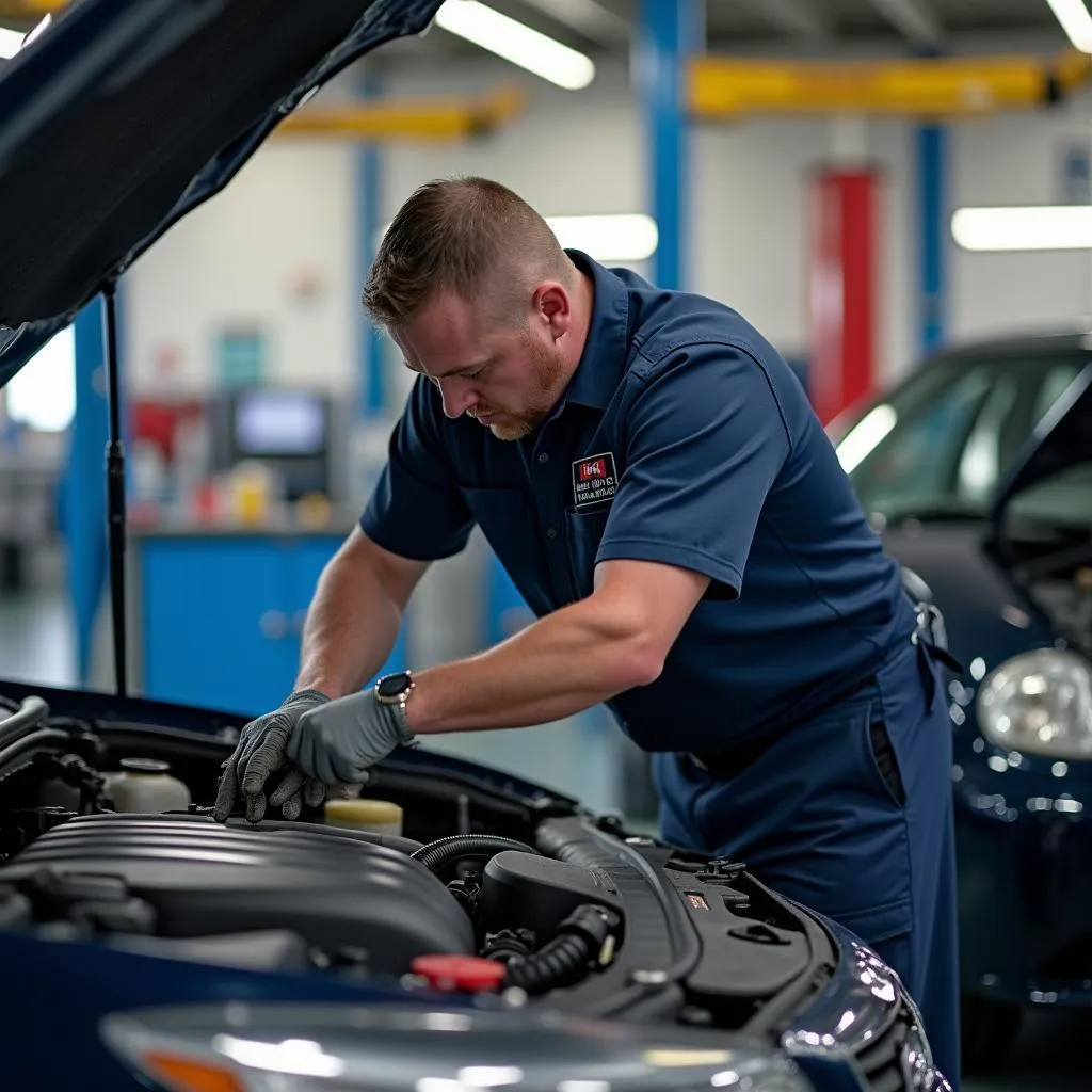 Kmart Auto Service mechanic working