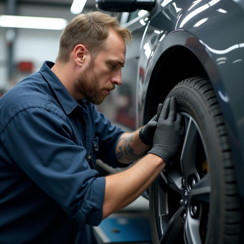 Mechanic in Las Vegas Checking a Car