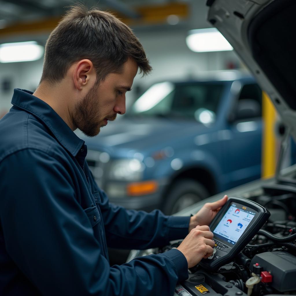 Lemoyne mechanic performing car diagnostics