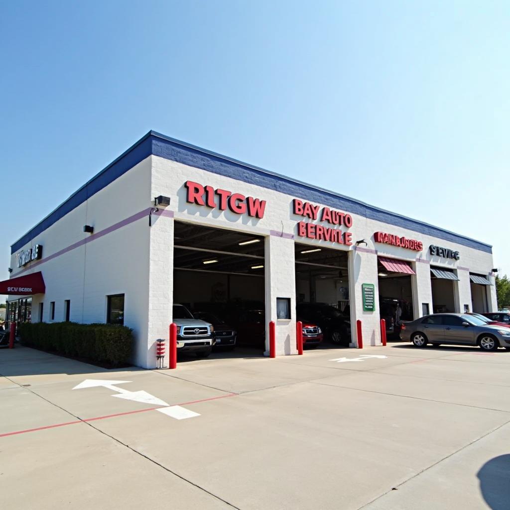 Modern auto service center exterior in Lewisville, TX