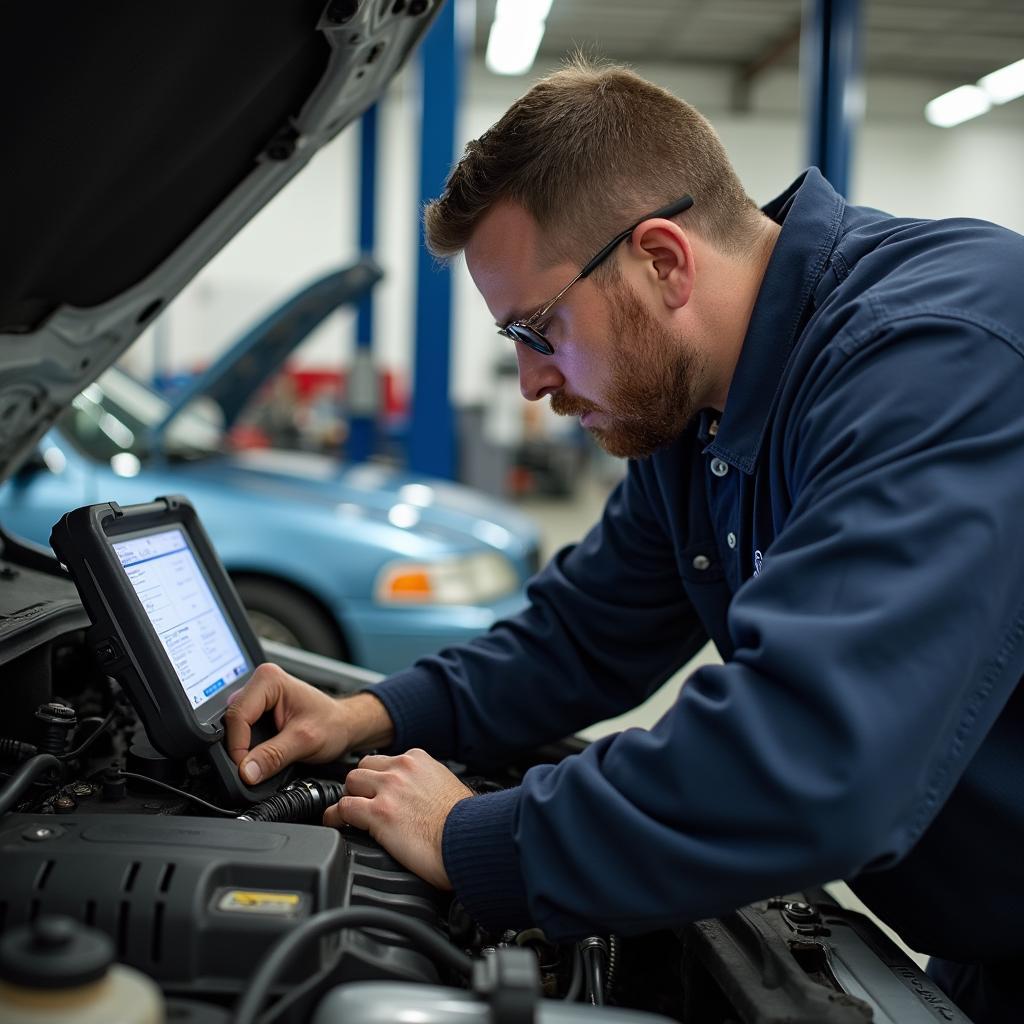 Logan UT Mechanic Performing Engine Diagnostics