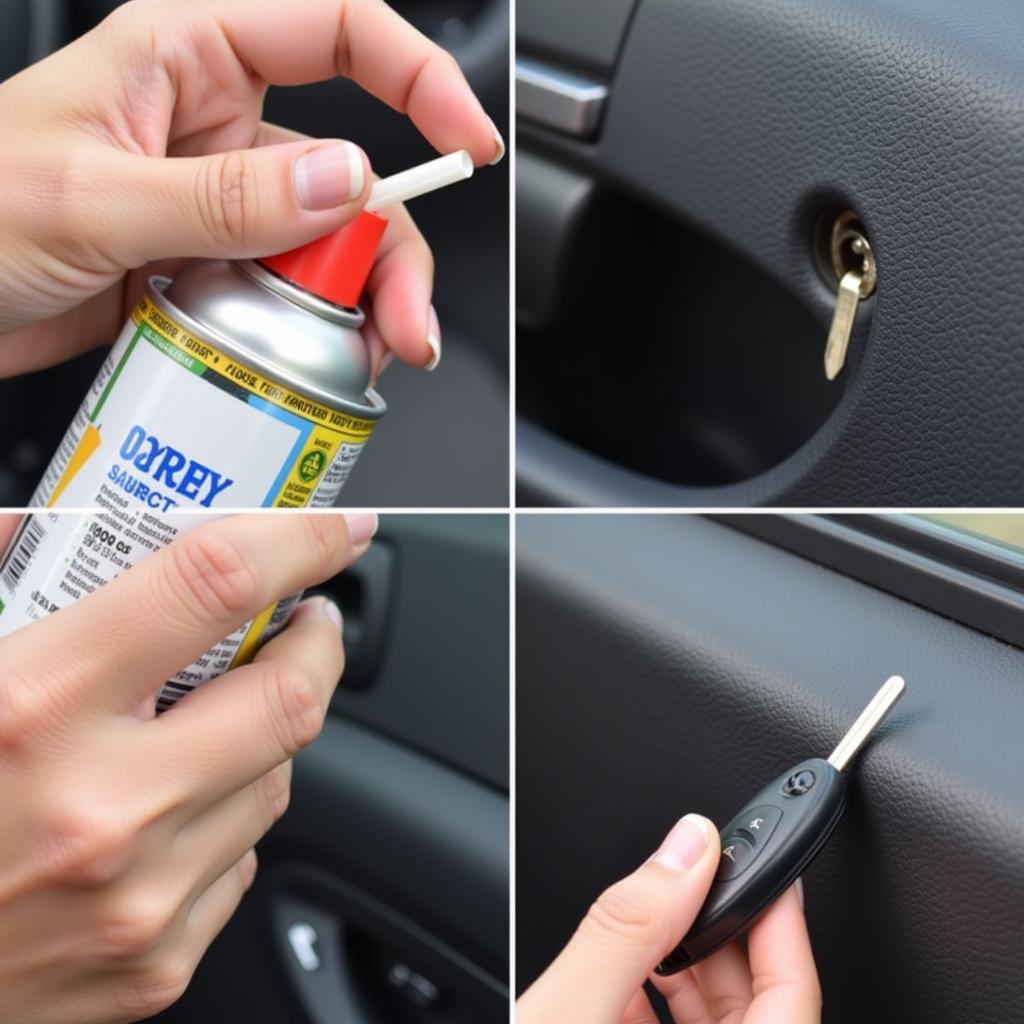 Applying lubricant to car key lock - Step-by-step guide