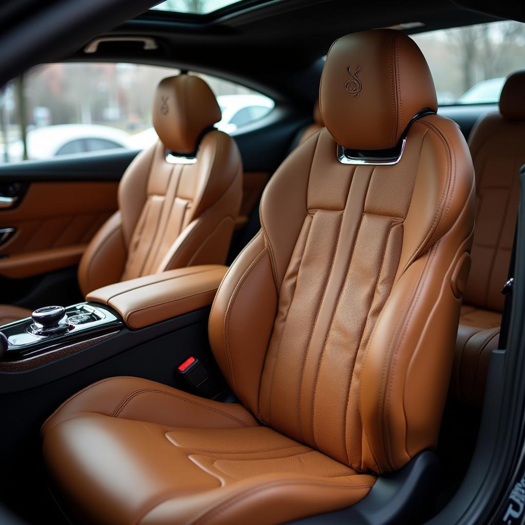 Luxurious car interior with leather seats