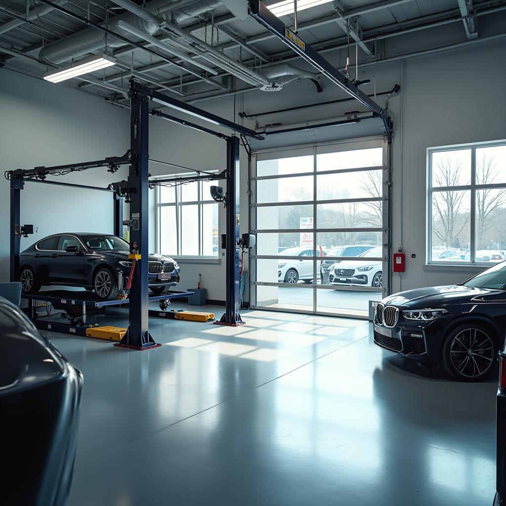 Luxury car service center interior