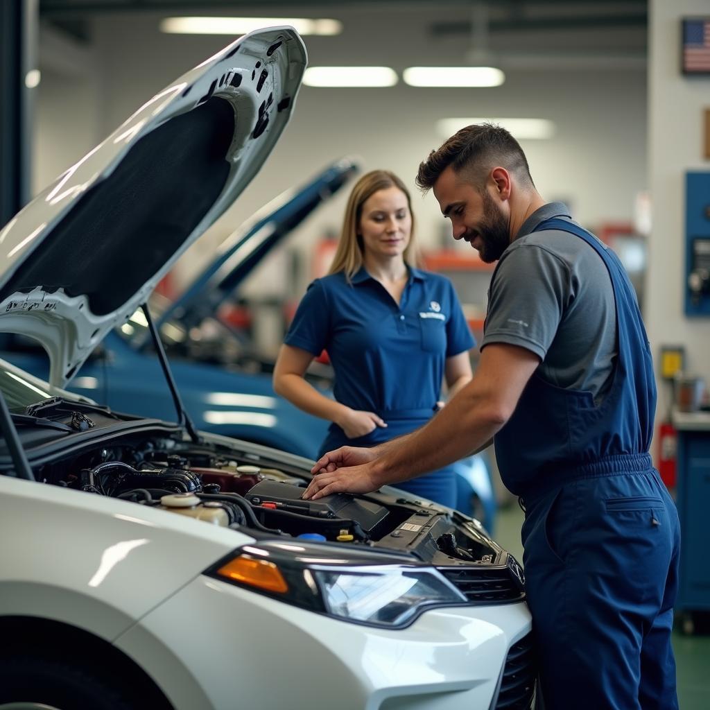 Mechanic inspecting a car in an auto repair shop in Maple Valley WA