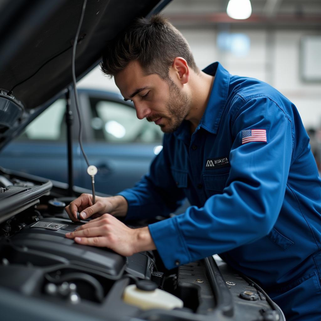 March Tire Technician Repairing a Vehicle