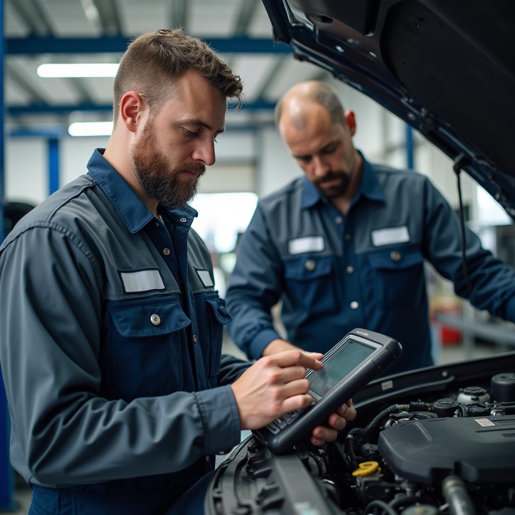 Mechanics working in an auto repair shop in Markham