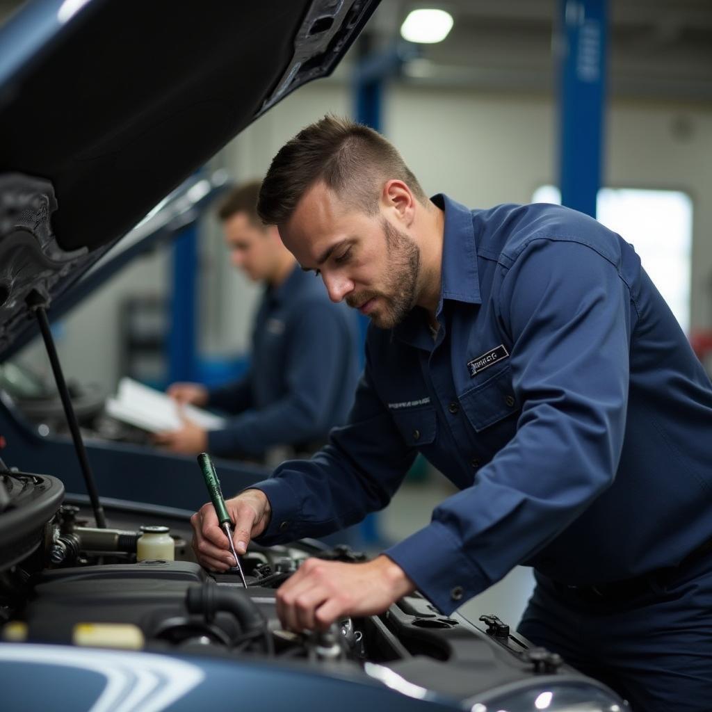 Matteson Mechanic Working on Car