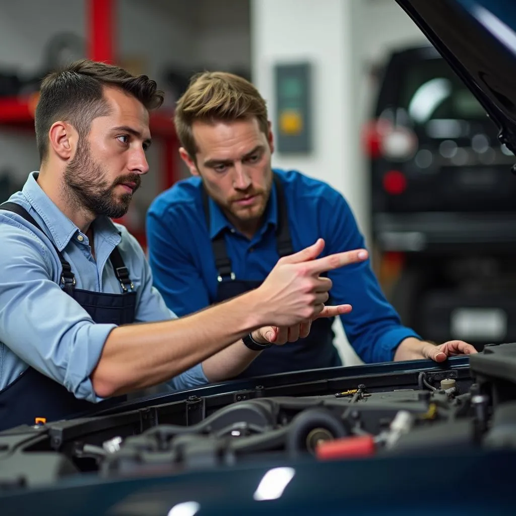 Mechanic Explaining Car Repairs