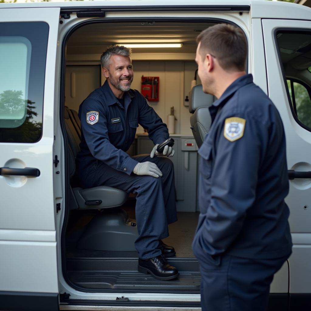 Mechanic Arriving for House Call