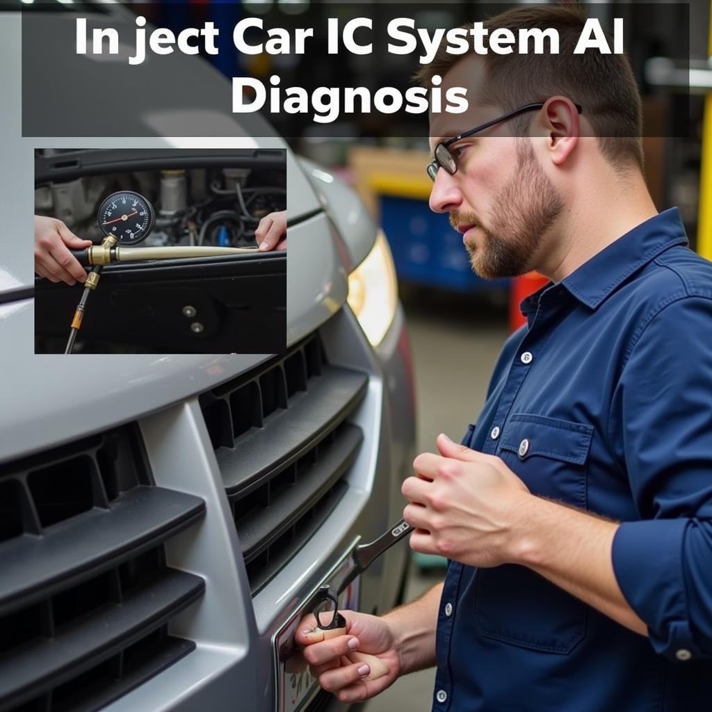 Mechanic Inspecting a Car's AC System