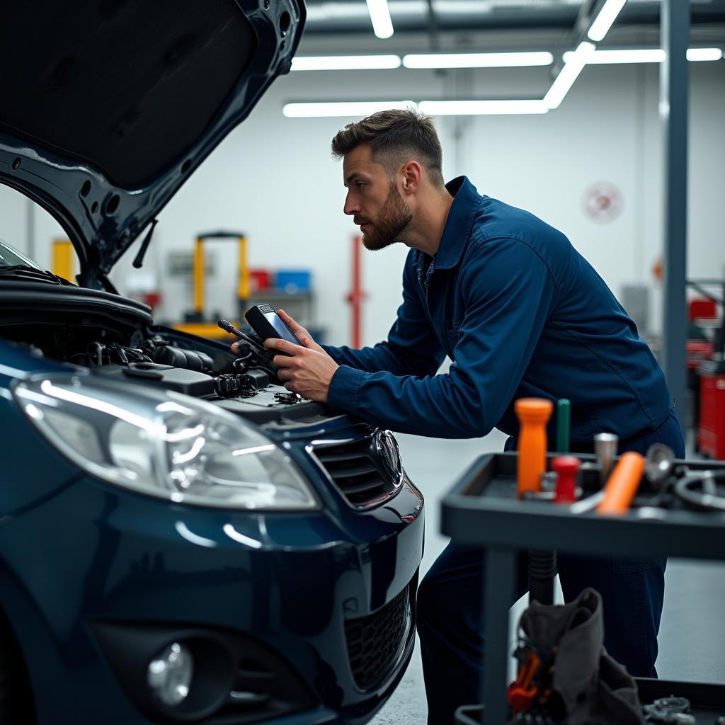 Mechanic Checking Car Computer