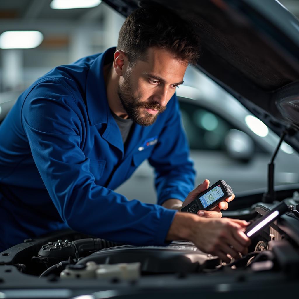 Mechanic Checking Car Engine