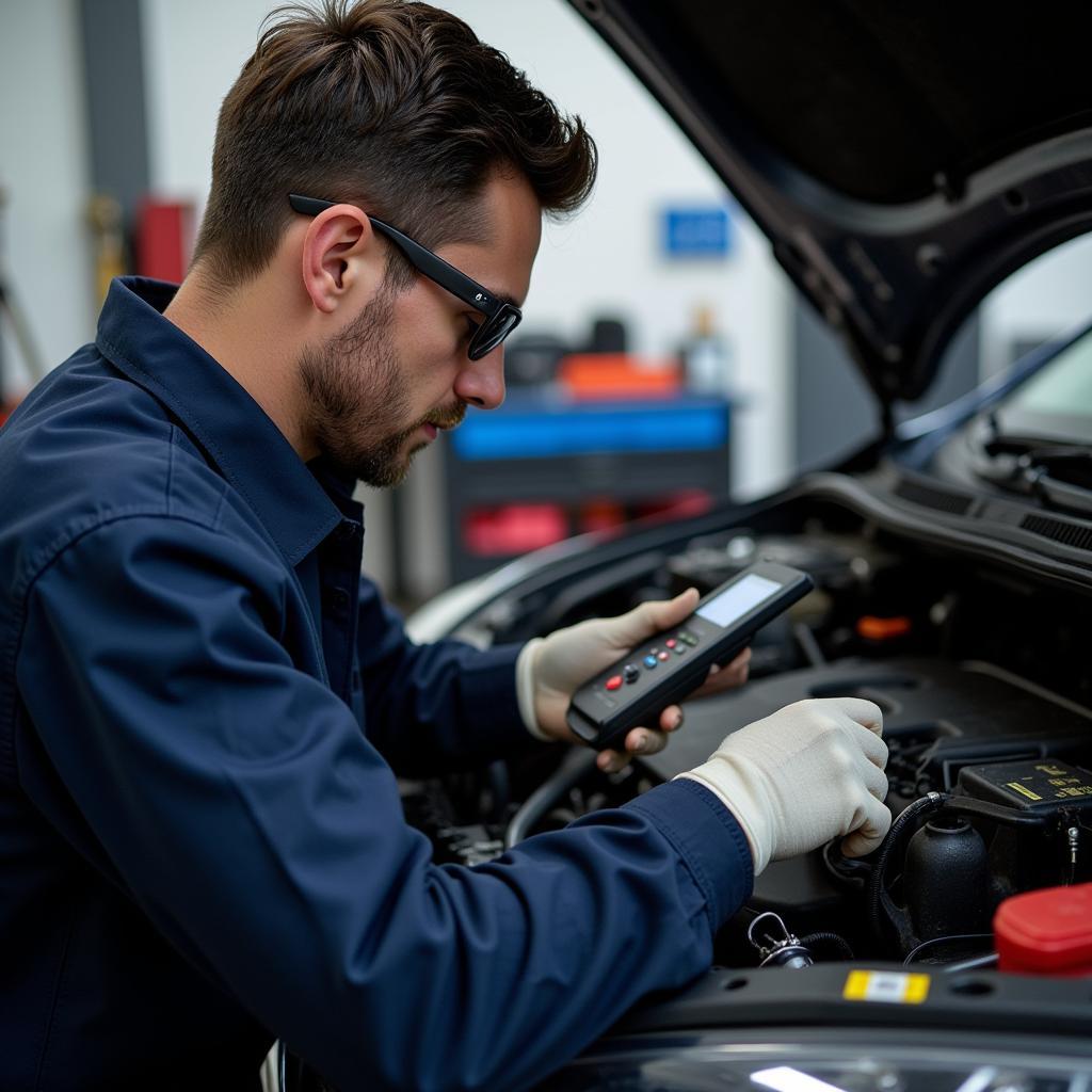 Mechanic Checking Car Engine