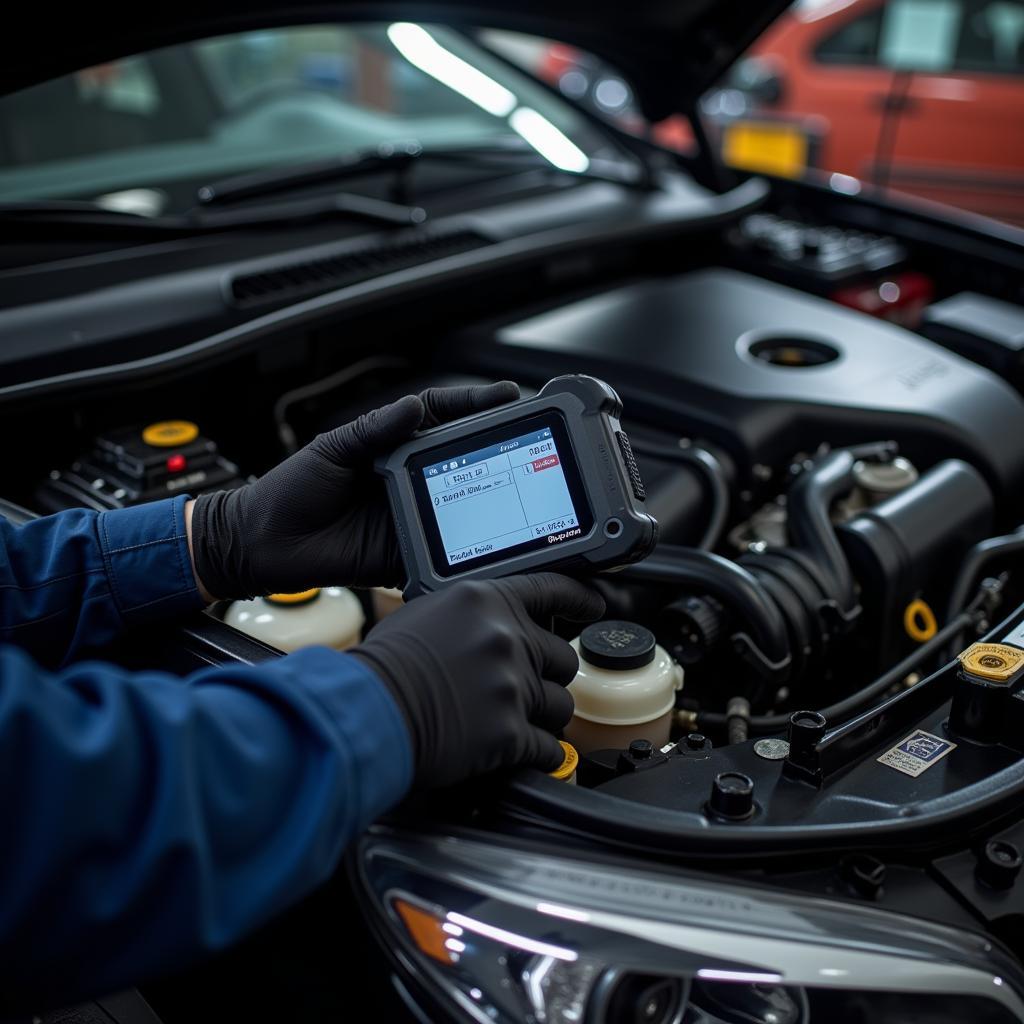 Mechanic Checking Car Engine